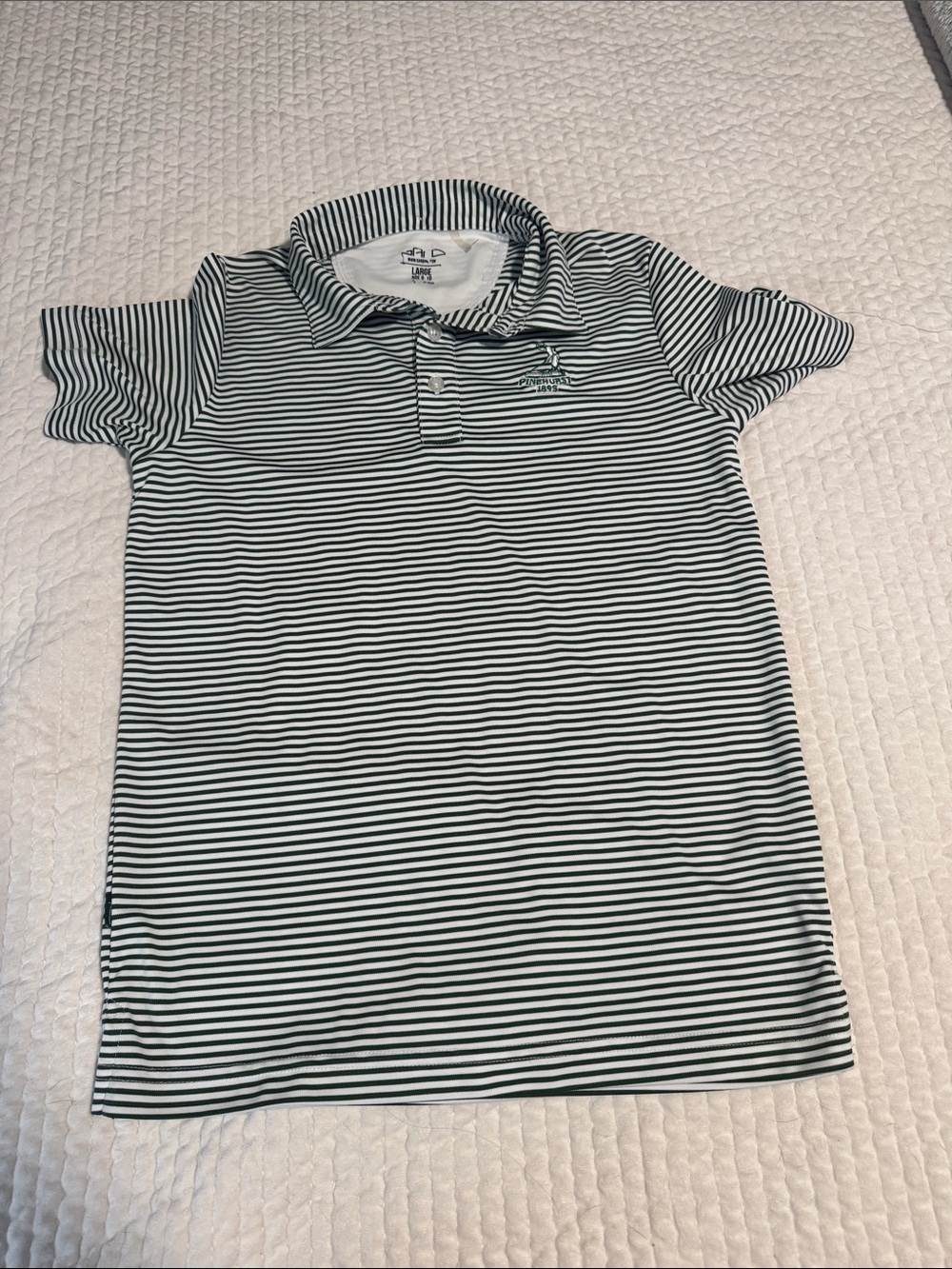 Pinehurst Striped Polo Shirt - Green & White - Picture 2 of 7